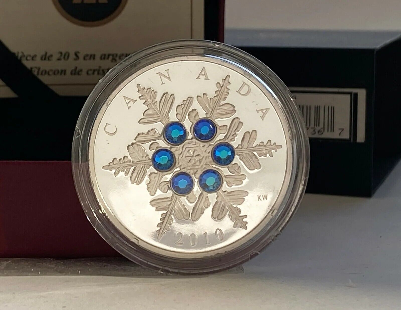 1 Oz Silver Coin 2010 $20 Canada Blue Crystal Snowflake Swarovski-classypw.com-3