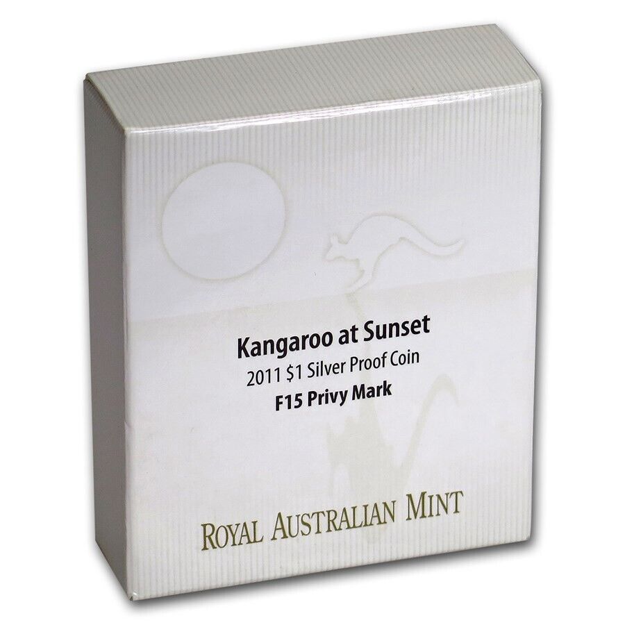 1 Oz Silver Coin 2011 Australia $1 Kangaroo at Sunset F15 Privy Mark Proof Coin-classypw.com-15