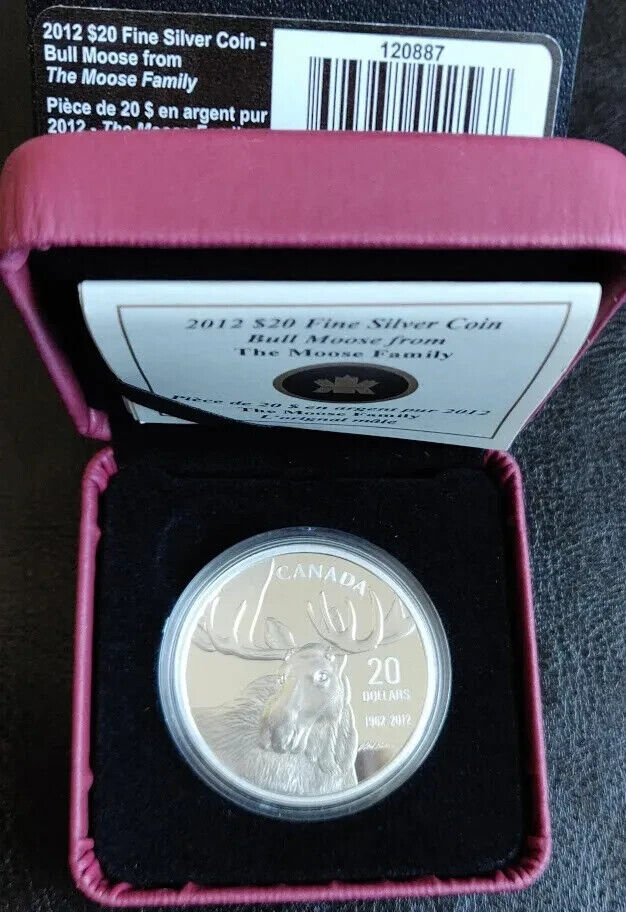 1 Oz Silver Coin 2012 Canada $20 Proof Bull Moose from The Moose Family-classypw.com-4