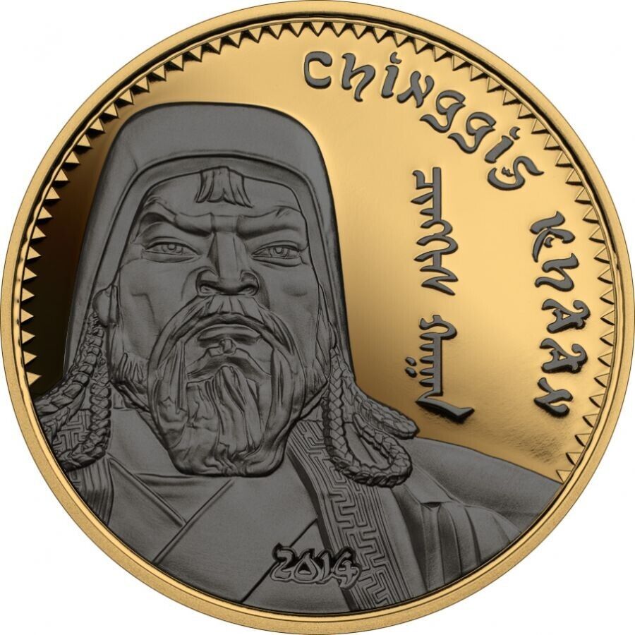 1 Oz Silver Coin 2014 500 Togrog Mongolia Chinggis Khaan Genghis Khan - Gold-classypw.com-1