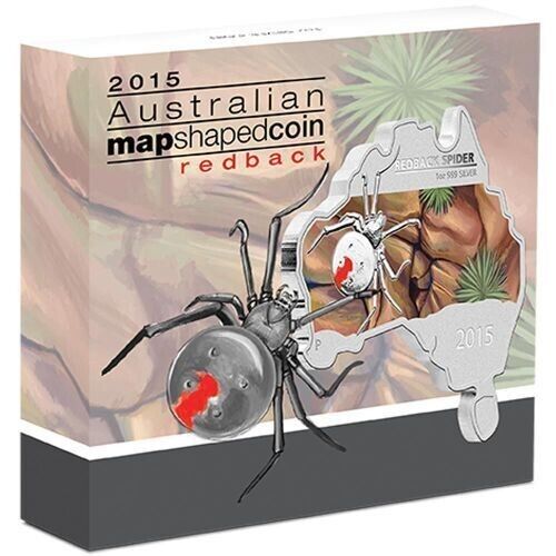 1 Oz Silver Coin 2015 $1 Australia Australian Map Shaped Coin - Redback Spider-classypw.com-4