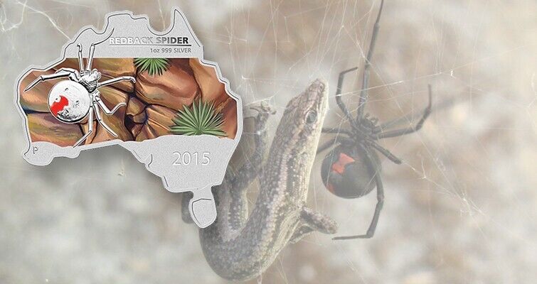 1 Oz Silver Coin 2015 $1 Australia Australian Map Shaped Coin - Redback Spider-classypw.com-5