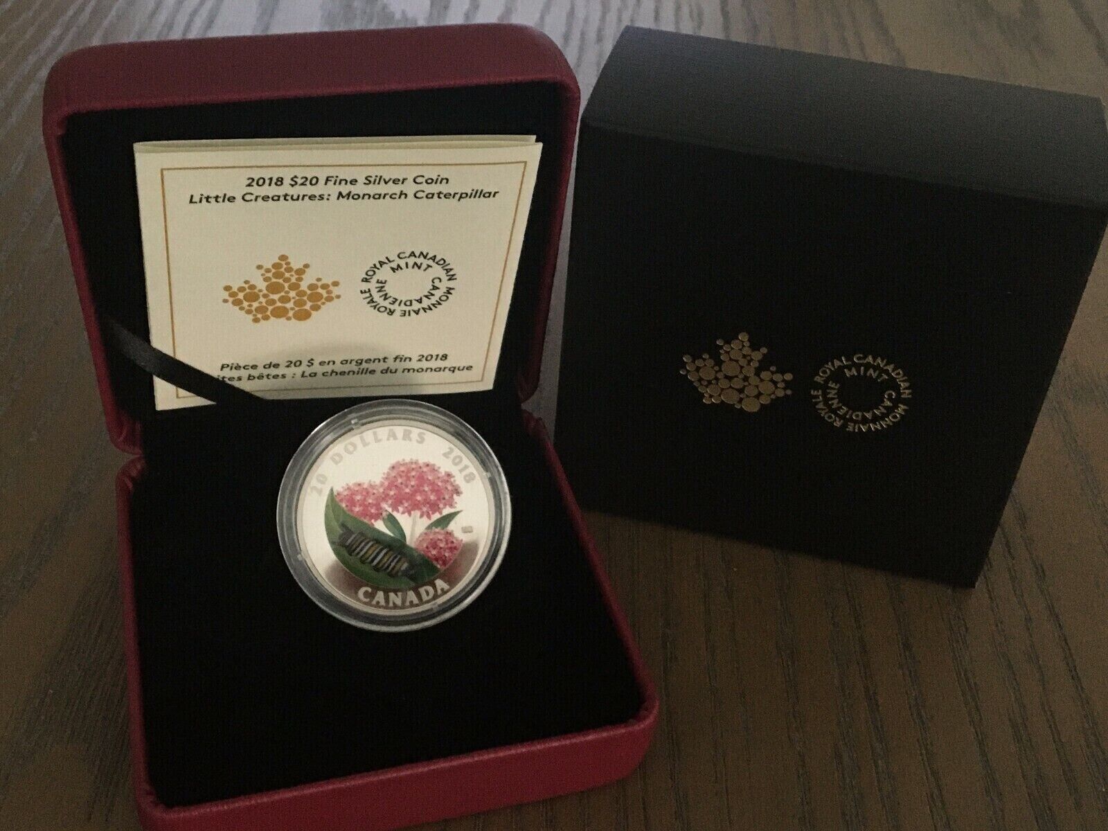 1 Oz Silver Coin 2018 $20 Canada Glass Little Creatures: Monarch Caterpillar-classypw.com-5