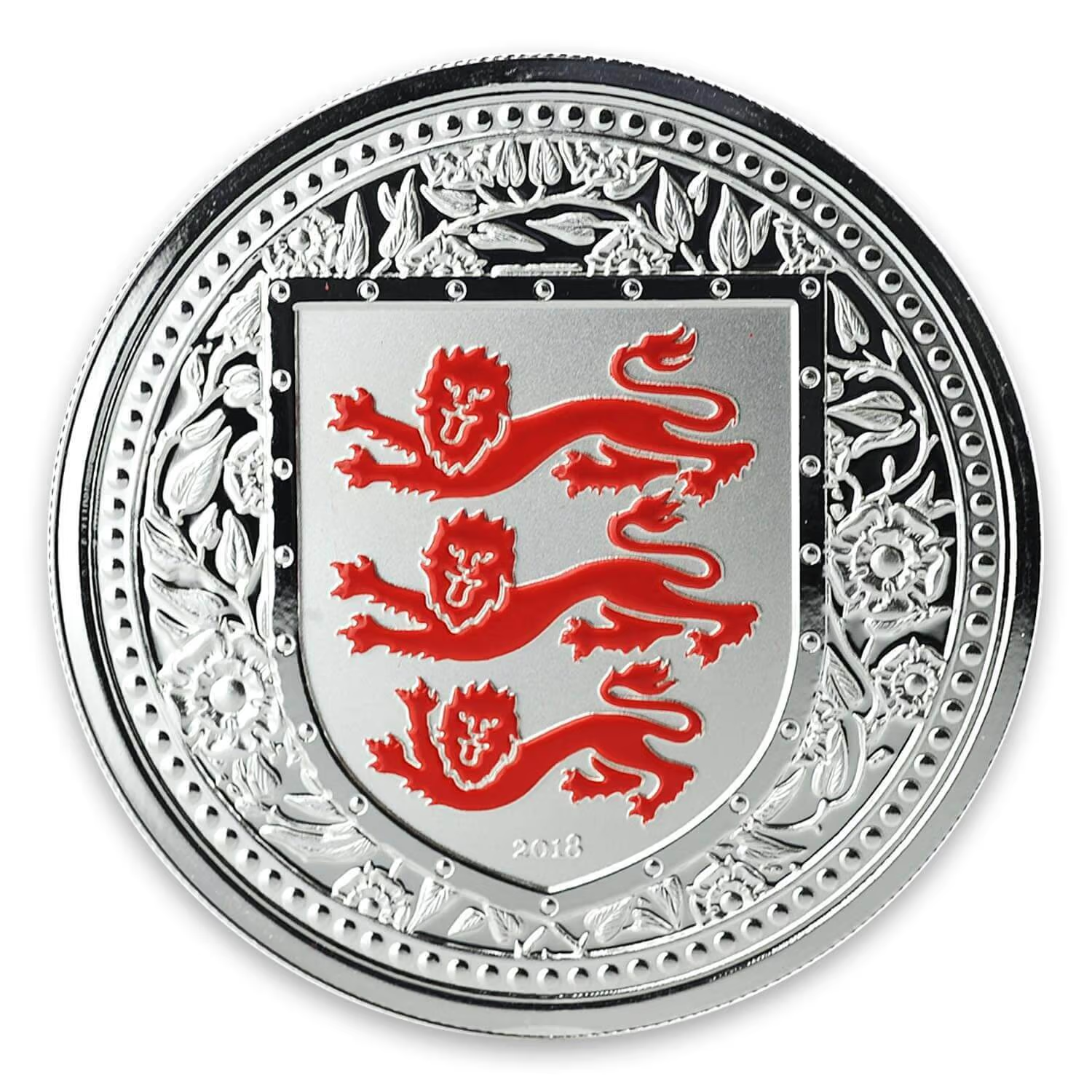 1 Oz Silver Coin 2018 Gibraltar £2 Royal Arms of England Color Proof - Red-classypw.com-1