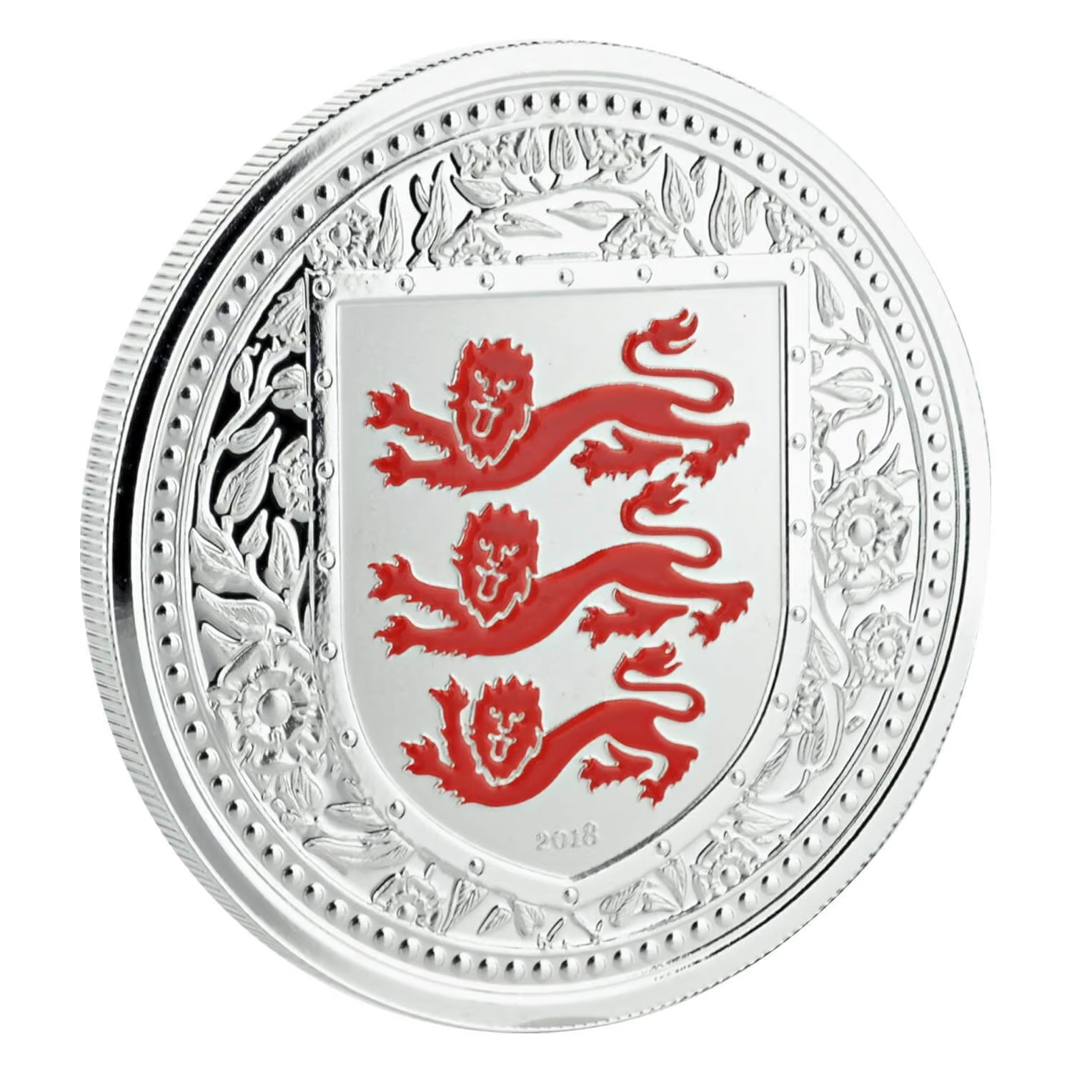1 Oz Silver Coin 2018 Gibraltar £2 Royal Arms of England Color Proof - Red-classypw.com-2