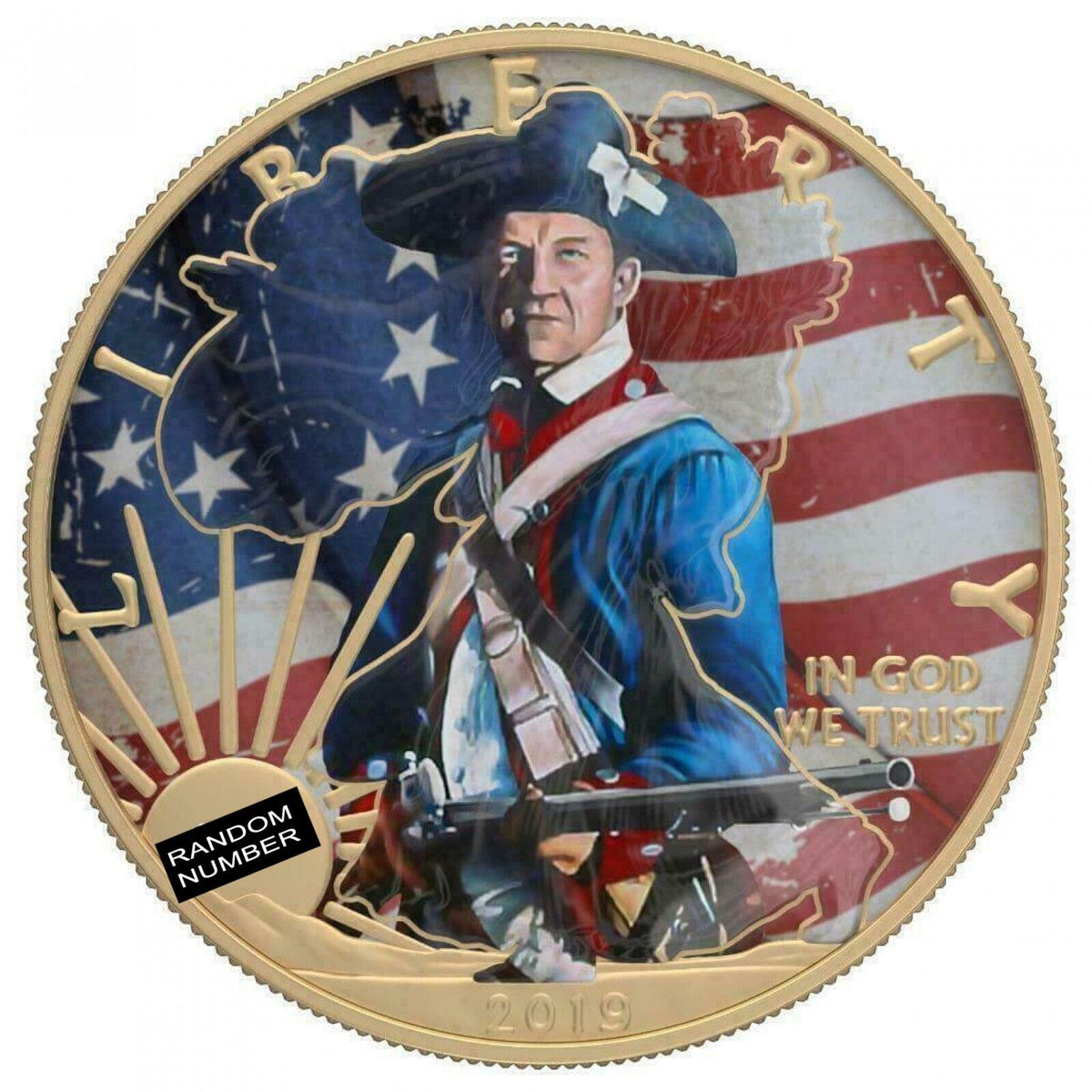 1 Oz Silver Coin 2019 $1 Liberty Faces of America - Colonist Varnish No 1-classypw.com-1