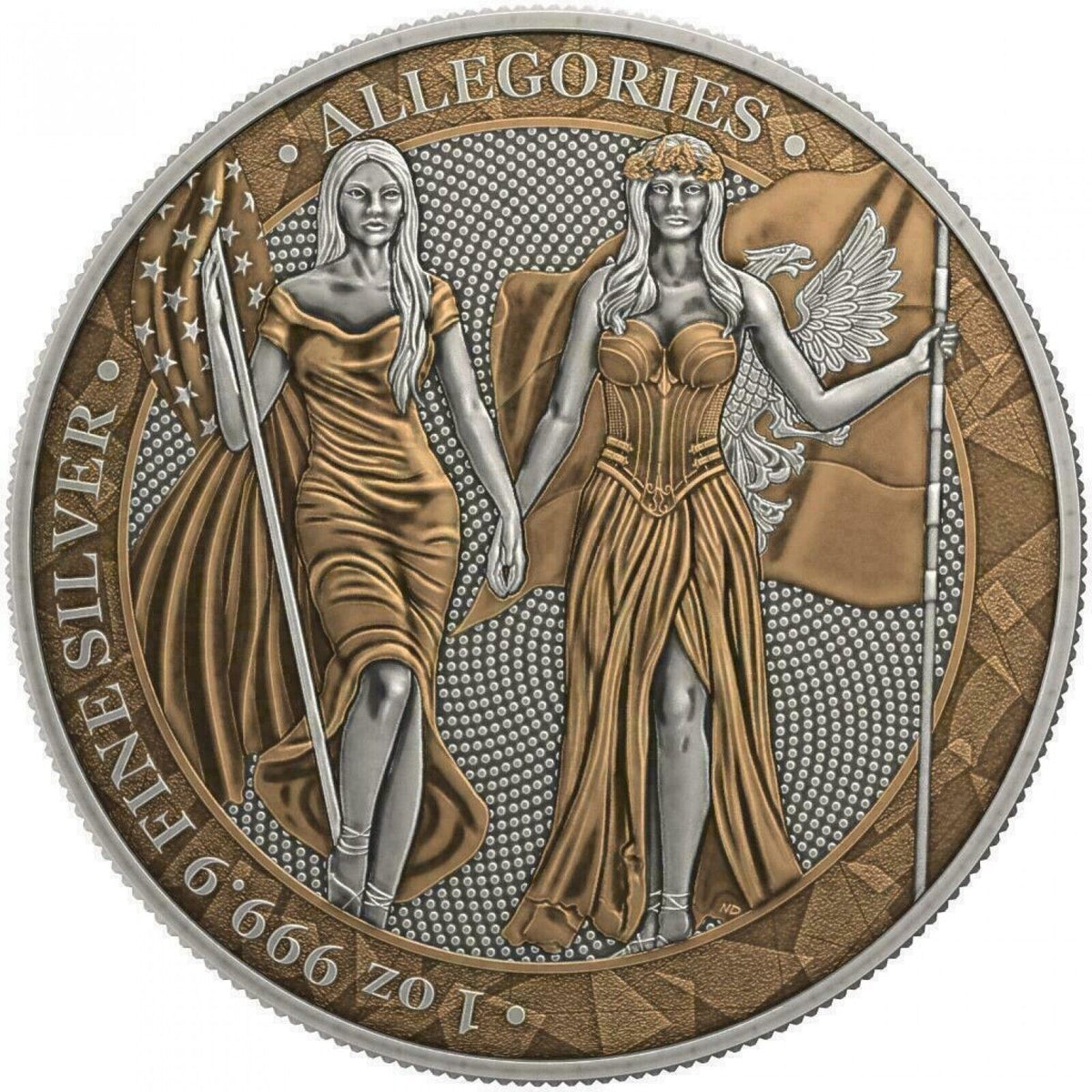 1 Oz Silver Coin 2019 5 Mark Columbia &amp; Germania Allegories - Antique Copper-classypw.com-1