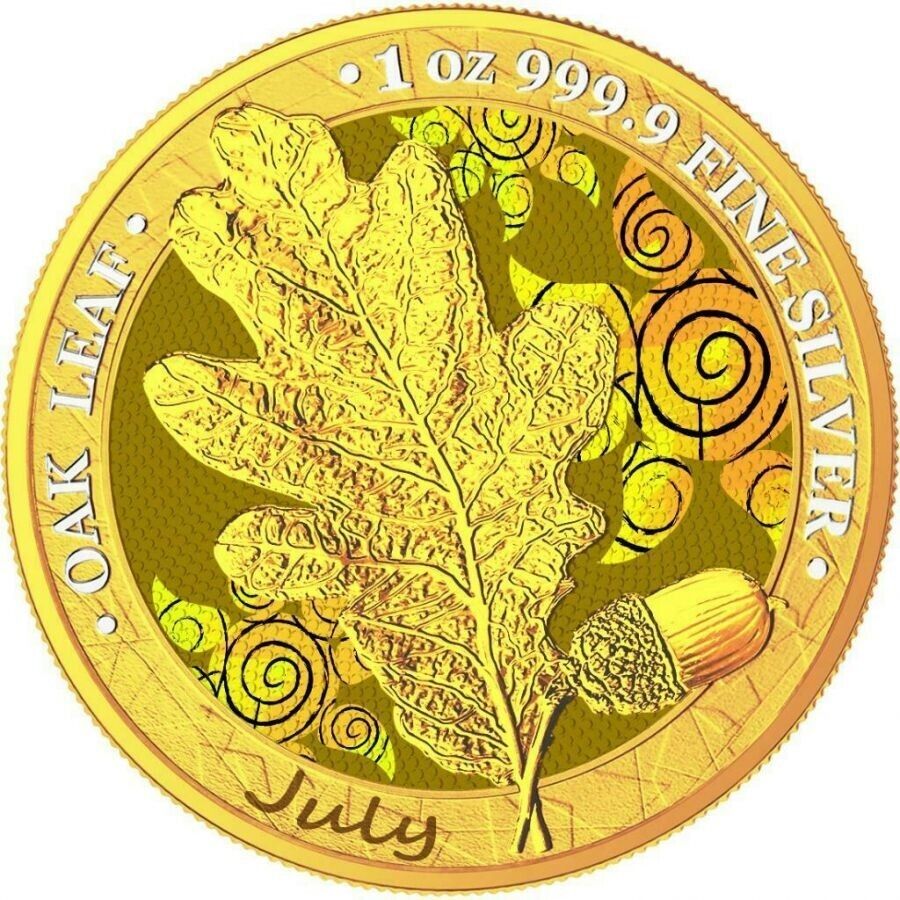 1 Oz Silver Coin 2019 5 Mark Germania Oak Leaf 12 Month Series - July-classypw.com-1