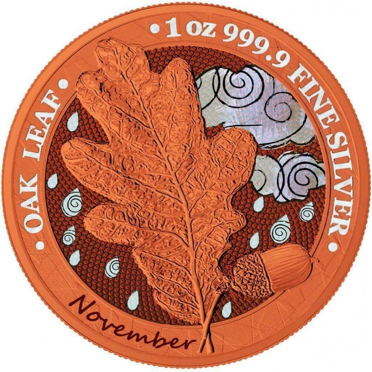 1 Oz Silver Coin 2019 5 Mark Germania Oak Leaf 12 Month Series - November-classypw.com-1