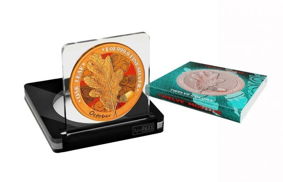 1 Oz Silver Coin 2019 5 Mark Germania Oak Leaf 12 Month Series - October-classypw.com-4