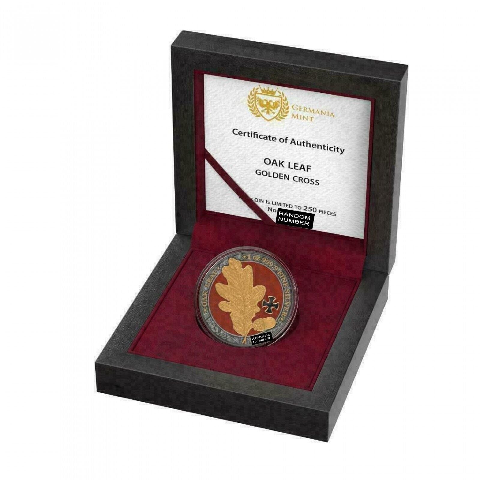 1 Oz Silver Coin 2019 5 Mark Germania Oak Leaf - Cross Gold Black LOW -  classypw.com