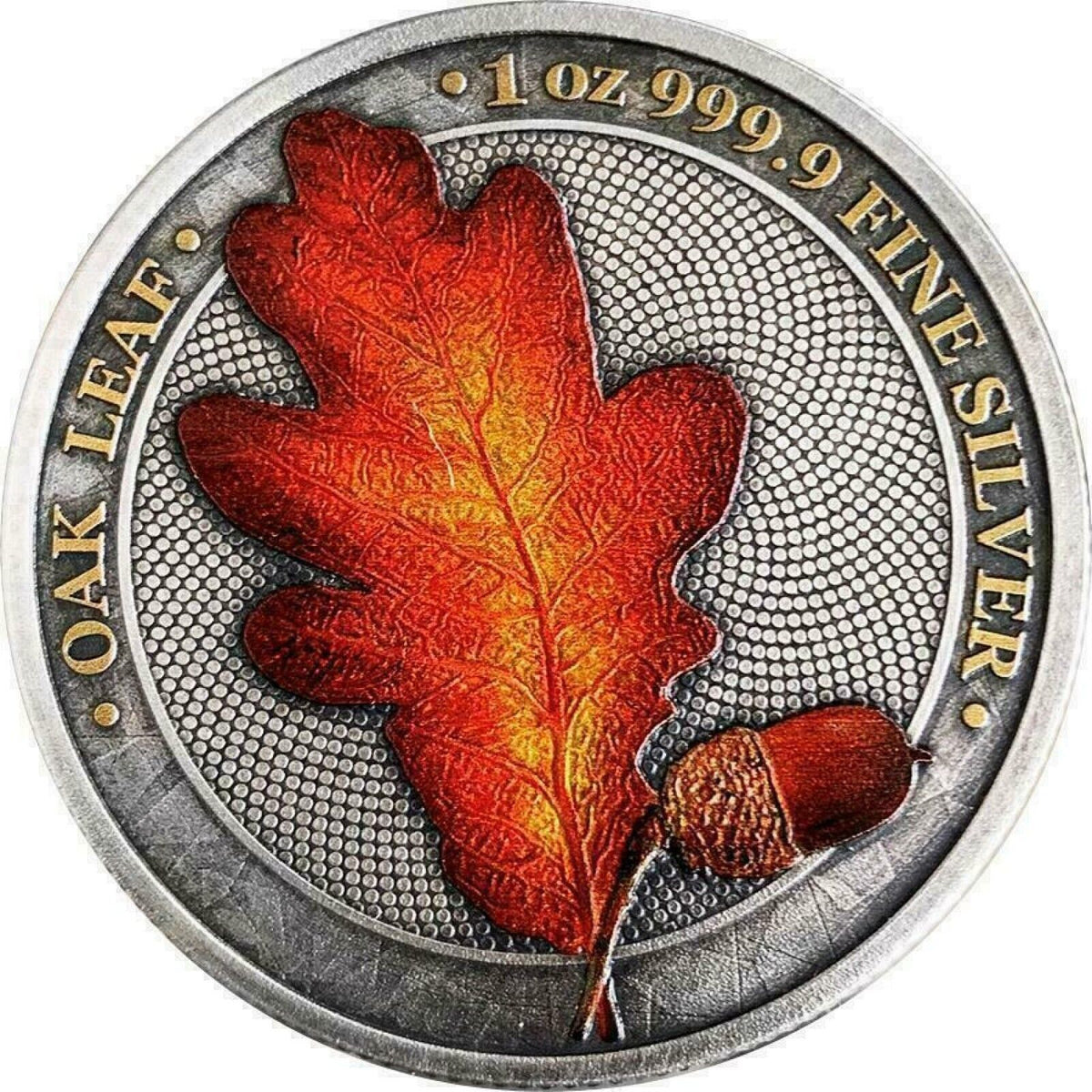 1 Oz Silver Coin 2019 5 Mark Germania Oak Leaf - Funky Holo Antique Silver-classypw.com-1