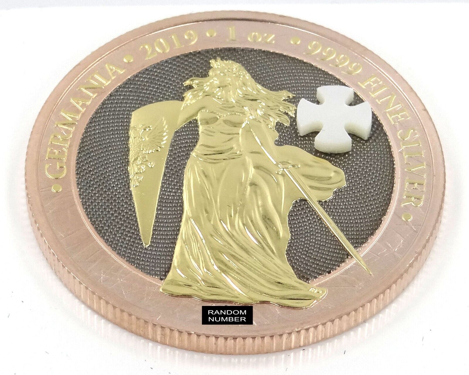 1 Oz Silver Coin 2019 5 Mark Germania - Rose Gold Mother of Pearl Cross-classypw.com-2