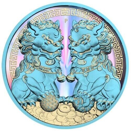 1 Oz Silver Coin 2020 $1 Australia Guardian Lions Pixiu - Rainbow Light-classypw.com-1