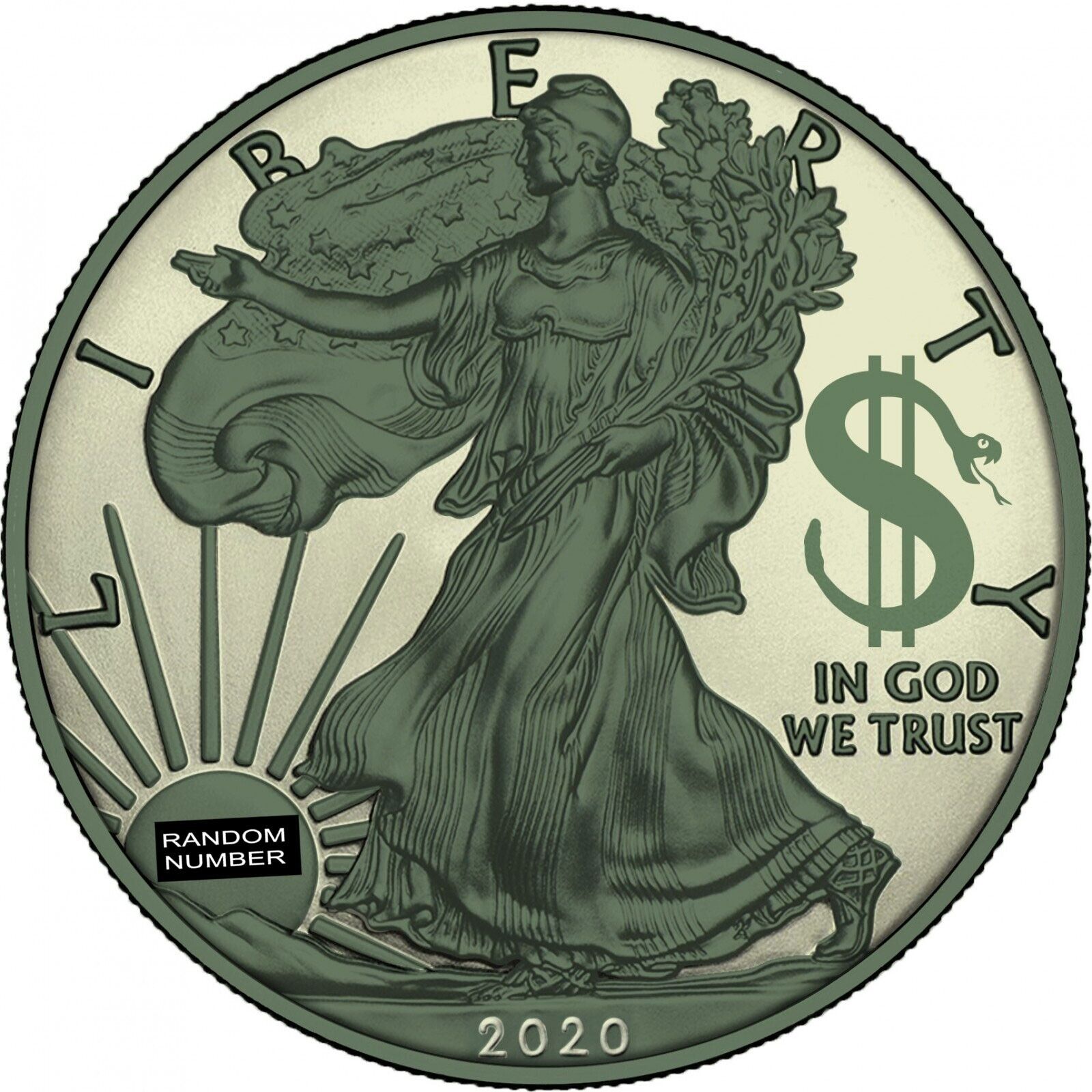 1 Oz Silver Coin 2020 1 Liberty Paint It Green Capitalism