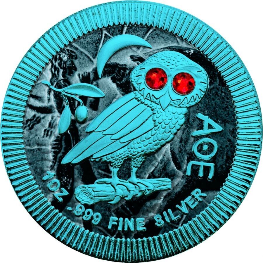 1 Oz Silver Coin 2020 $2 Niue Athenian Owl Swarovski Eyes - Freska-classypw.com-1