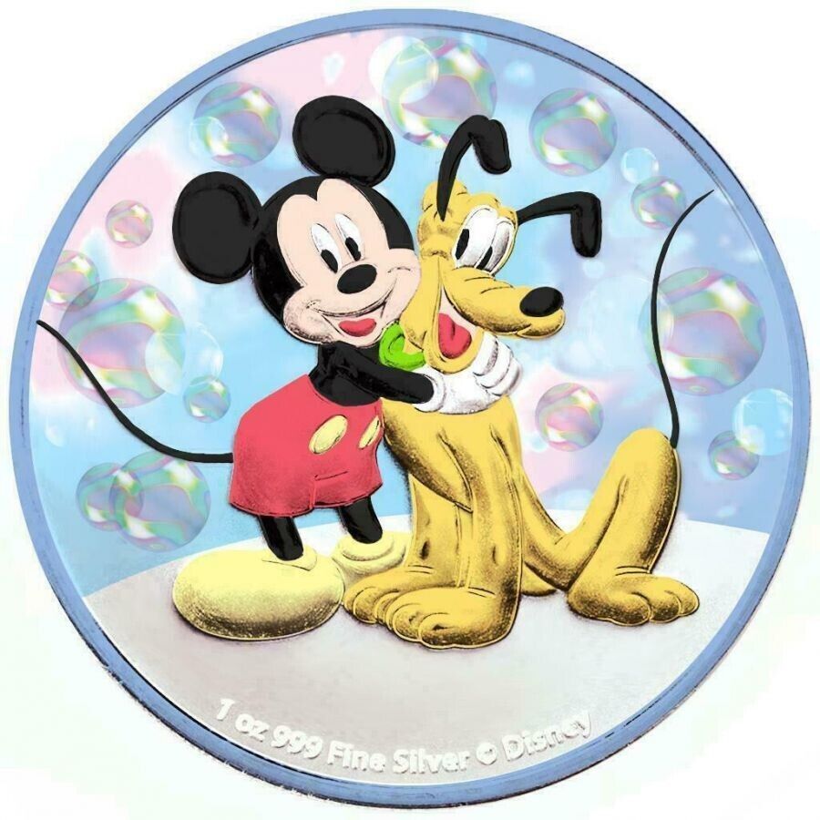 1 Oz Silver Coin 2020 $2 Niue Disney Mickey Mouse &amp; Pluto Best Friends - Bubbles-classypw.com-1