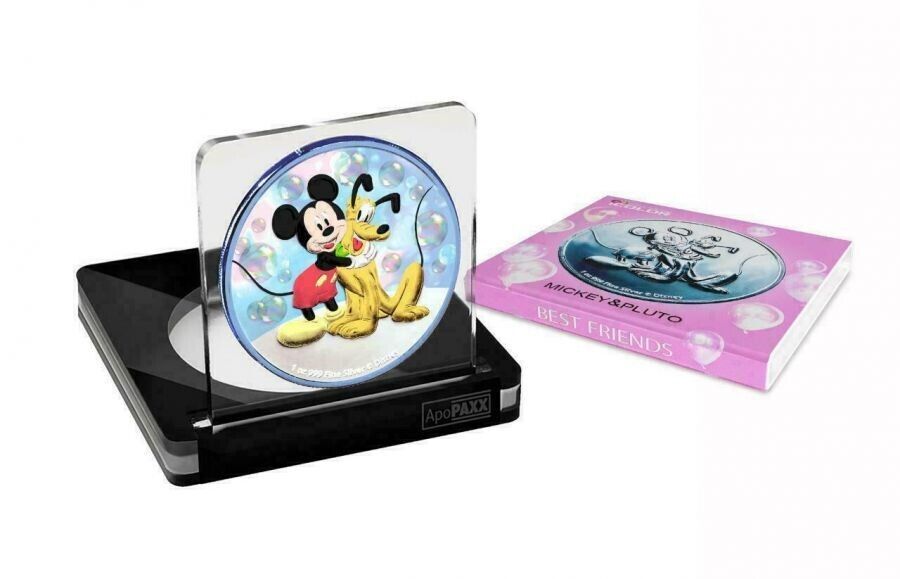 1 Oz Silver Coin 2020 $2 Niue Disney Mickey Mouse & Pluto Best Friends - Bubbles-classypw.com-3