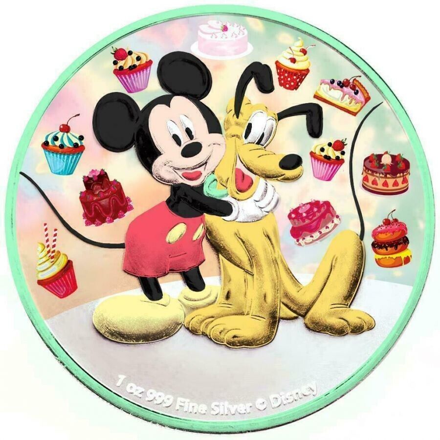 1 Oz Silver Coin 2020 $2 Niue Disney Mickey Mouse &amp; Pluto Best Friends - Cakes-classypw.com-1