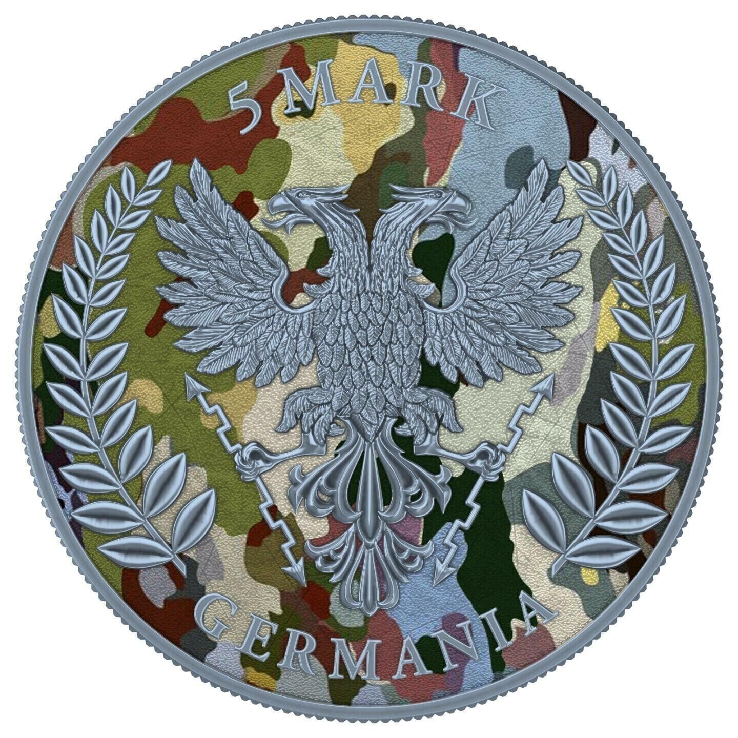 1 Oz Silver Coin 2020 5 Mark Germania Camouflage Edition - Normandia-classypw.com-2