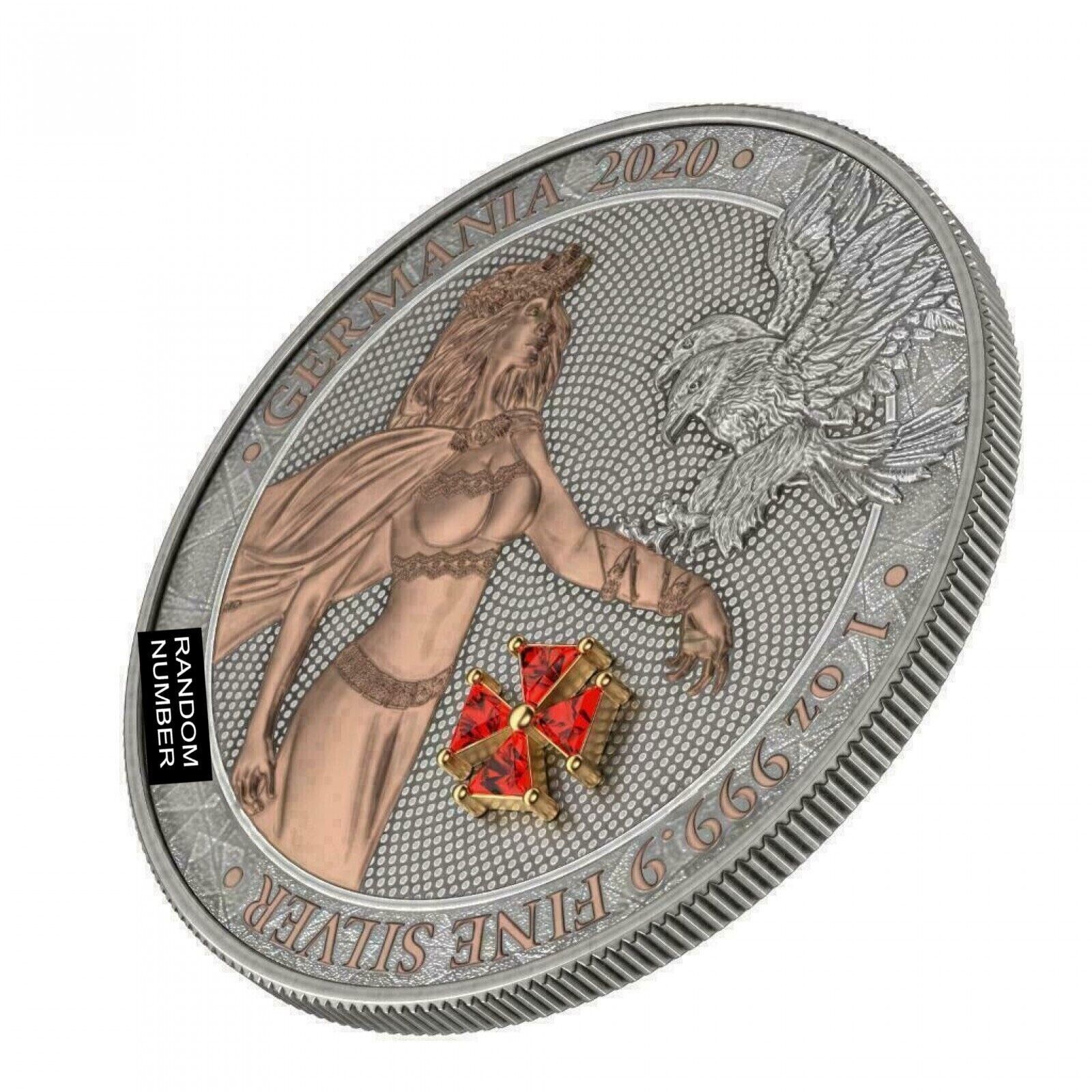 1 Oz Silver Coin 2020 5 Mark Germania - Red Crystal Cross-classypw.com-4