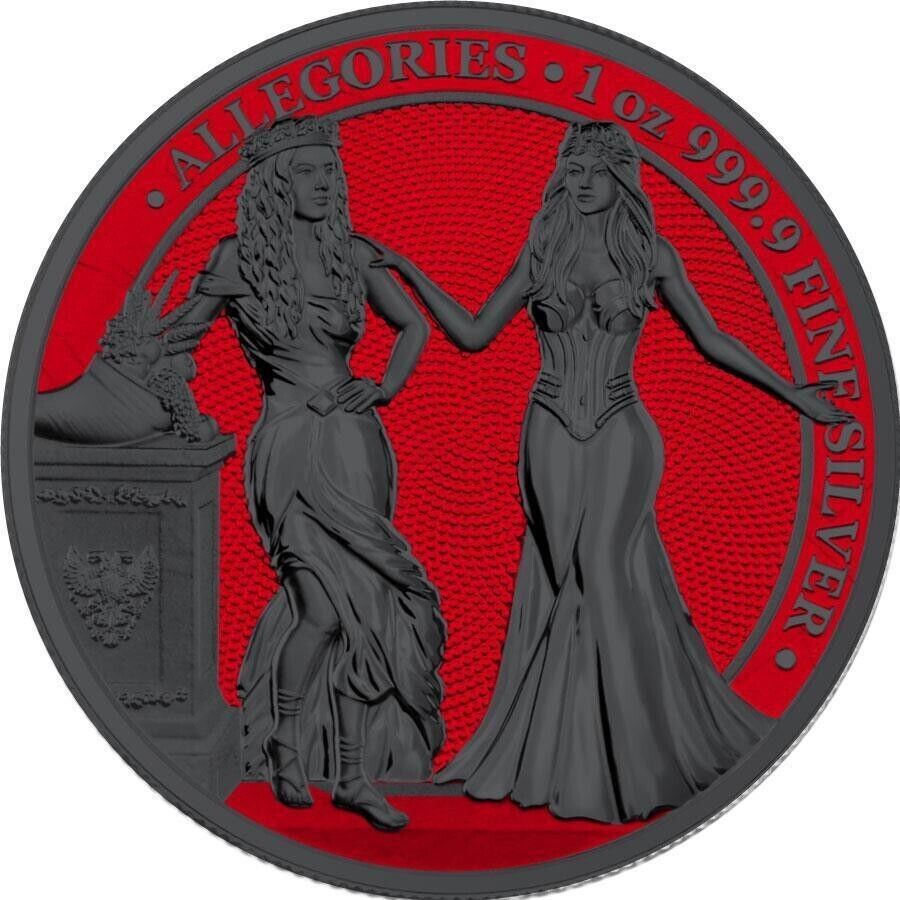 1 Oz Silver Coin 2020 5 Mark Italia &amp; Germania Allegories - Space Red Round-classypw.com-1