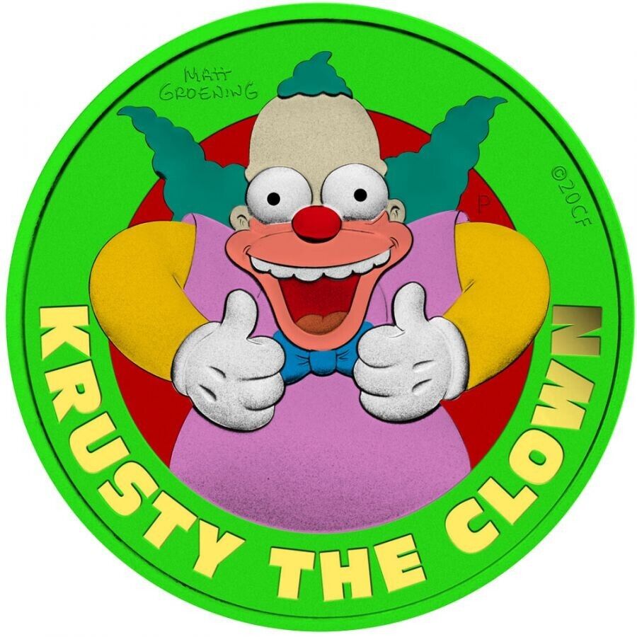 1 Oz Silver Coin 2020 Tuvalu $1 The Simpsons - Krusty the Clown Space Green-classypw.com-1