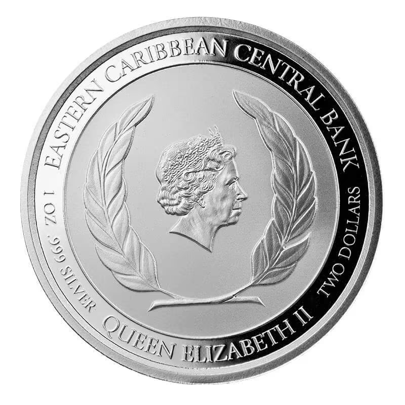 1 Oz Silver Coin 2021 EC8 Grenada $2 Scottsdale Mint Color Proof - Coat of Arms-classypw.com-4