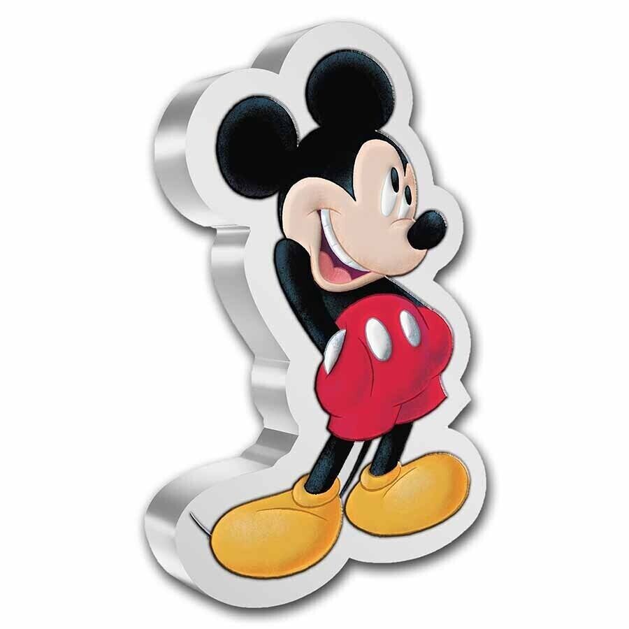 1 Oz Silver Coin 2021 Niue Mickey &amp; Friends Mickey Mouse Colorized Shaped Proof