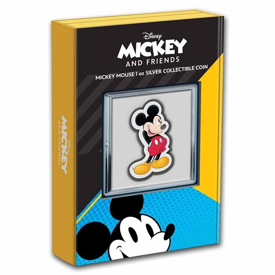 1 Oz Silver Coin 2021 Niue Mickey & Friends Mickey Mouse Colorized Shaped Proof