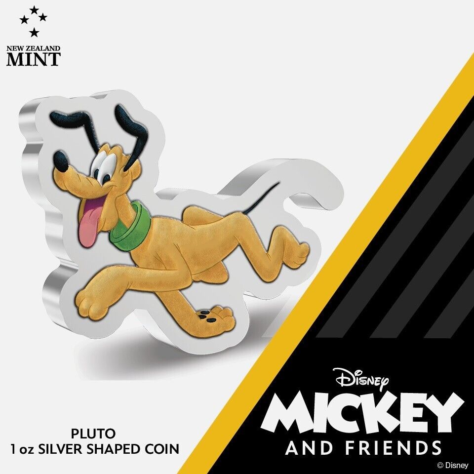 1 Oz Silver Coin 2021 Niue Mickey & Friends Pluto Silver Colorized Shaped Proof