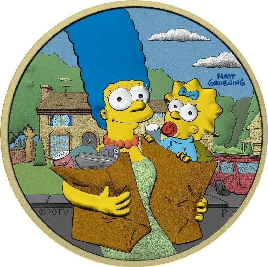 1 Oz Silver Coin 2021 Tuvalu $1 The Simpsons Marge & Maggie Day