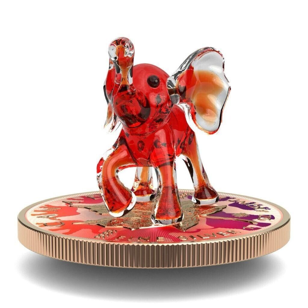 1 Oz Silver Coin 2022 $5 Canada Maple Leaf Murano Glass Series - Red Elephant-classypw.com-1