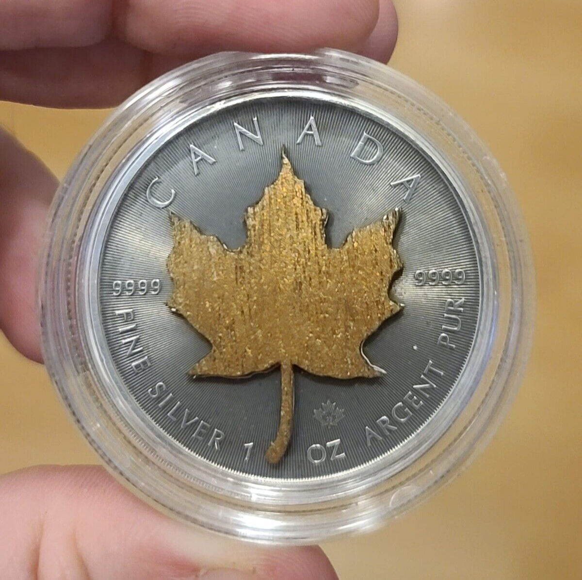 1 Oz Silver Coin 2022 $5 Canada Maple Leaf Real Wood Maple Leaf - Bronze-classypw.com-1