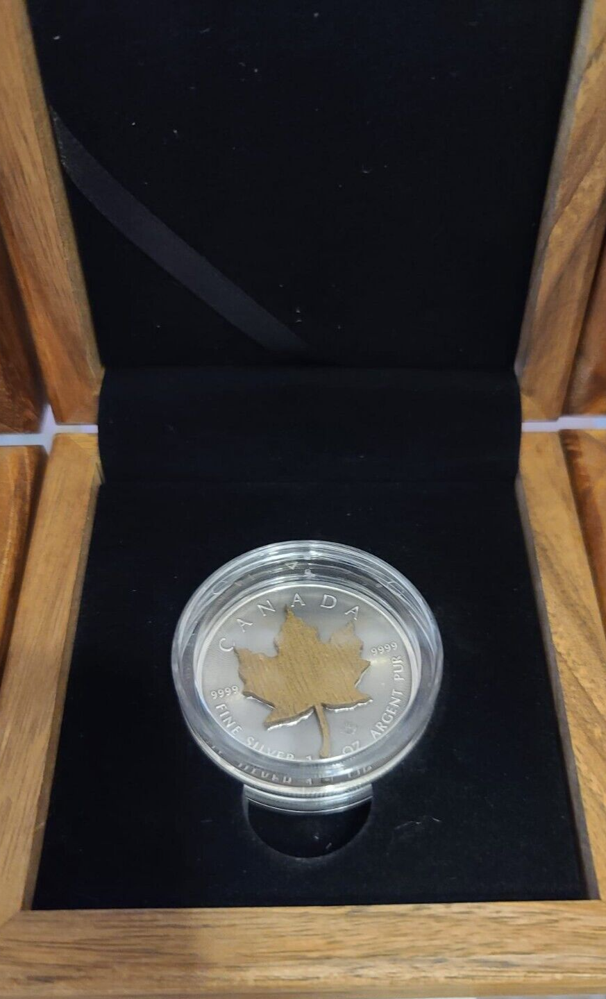1 Oz Silver Coin 2022 $5 Canada Maple Leaf Real Wood Maple Leaf - Bronze-classypw.com-4