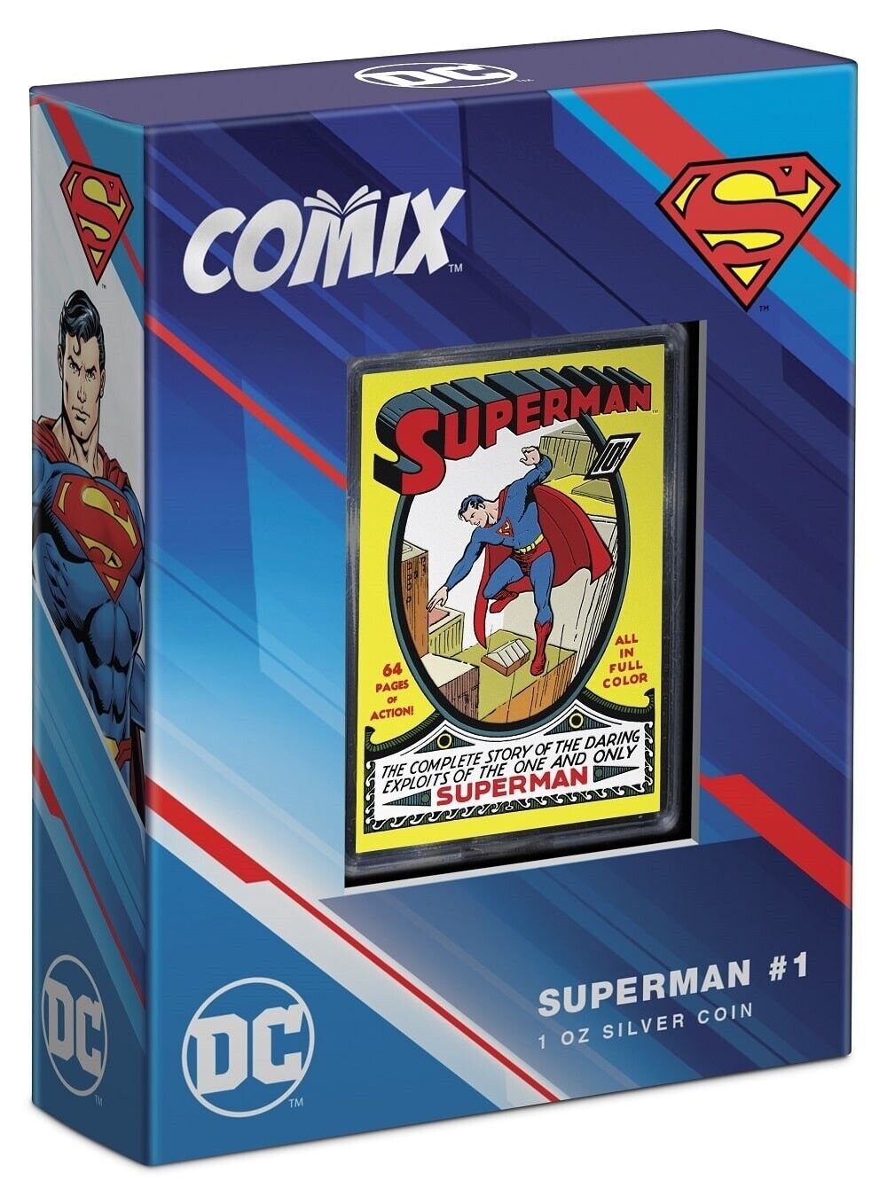 1 Oz Silver Coin 2022 Niue DC Comics Comix Superman #1 Colorized Proof Coin