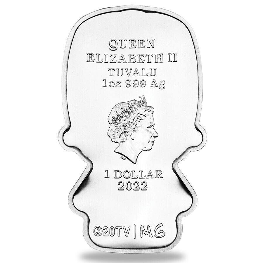 1 Oz Silver Coin 2022 Tuvalu $1 The Simpsons Mini Shaped Coin - Homer Simpson-classypw.com-3