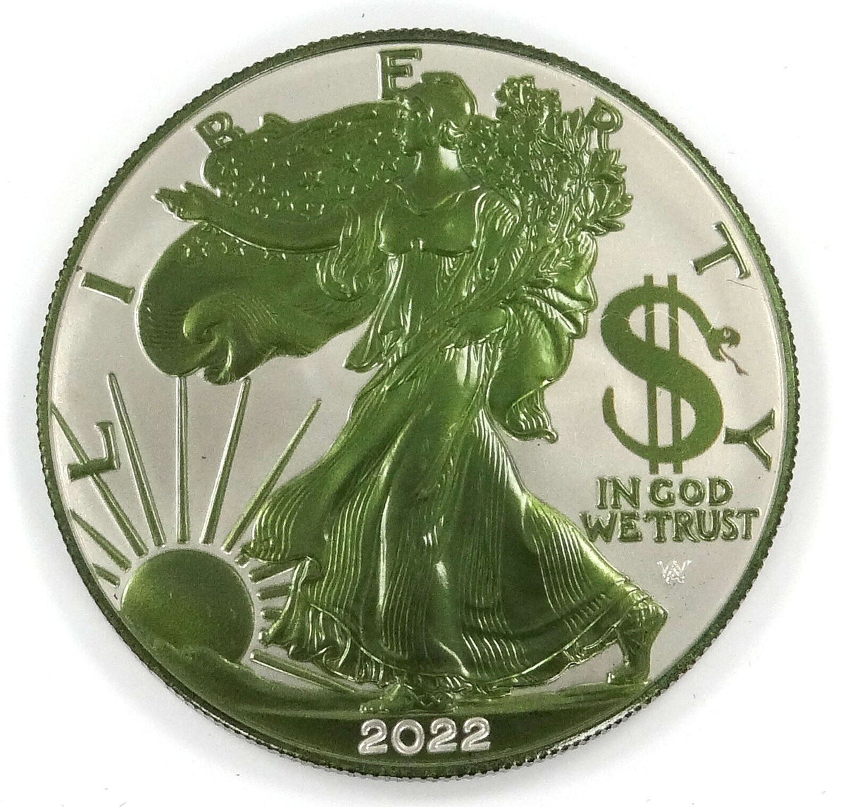 1 Oz Silver Coin 2022 USA $1 Liberty Eagle Paint It Green - Capitalism $-classypw.com-1