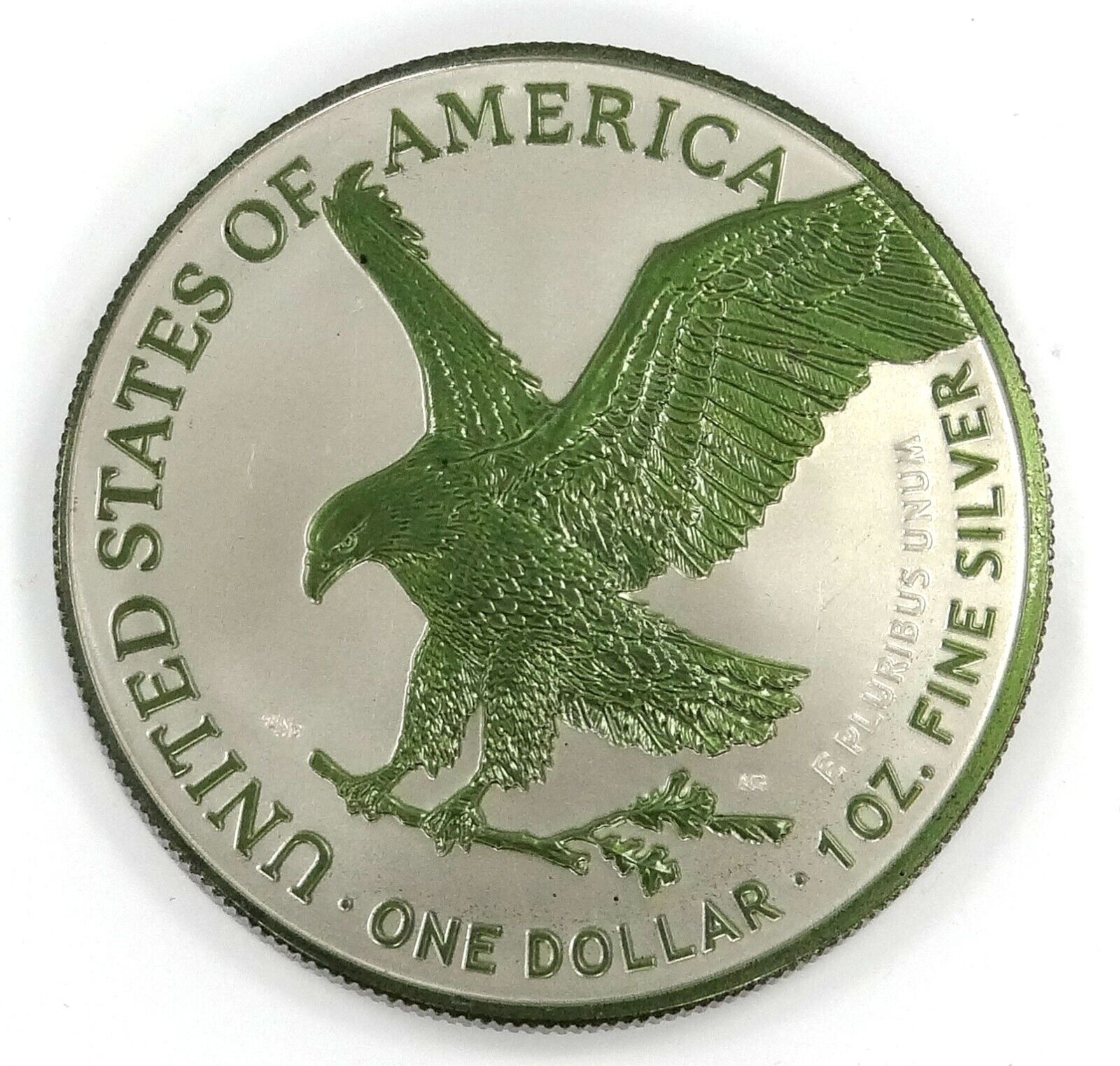 1 Oz Silver Coin 2022 USA $1 Liberty Eagle Paint It Green - Capitalism $-classypw.com-2