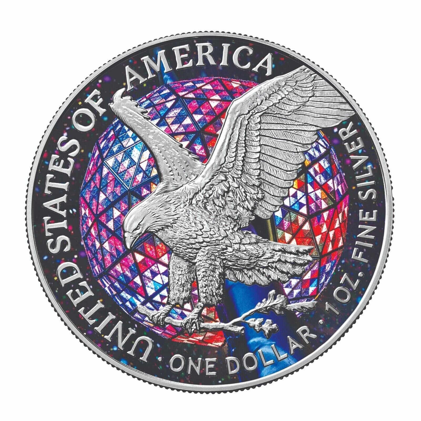1 Oz Silver Coin 2023 American Eagle $1 New Years Eve Times Square 
