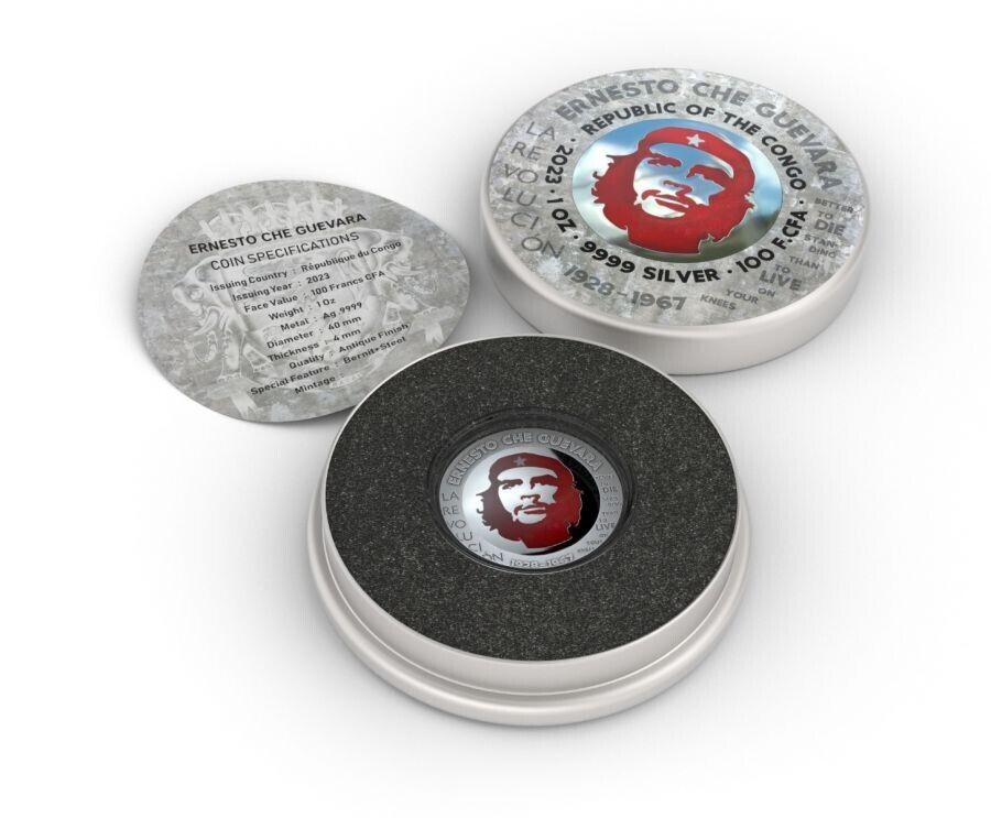 1 Oz Silver Coin 2023 Congo Ernesto Che Guevara Bernit / Steel Handmade V1-classypw.com-7