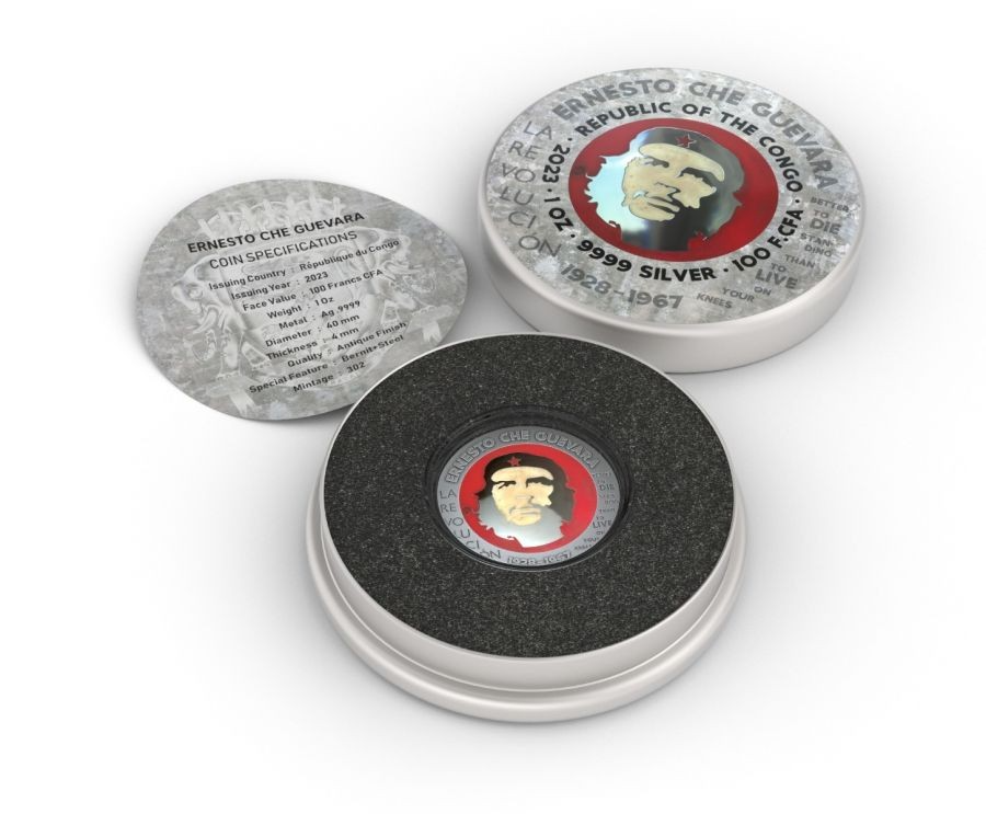 1 Oz Silver Coin 2023 Congo Ernesto Che Guevara Bernit / Steel Handmade V3-classypw.com-7