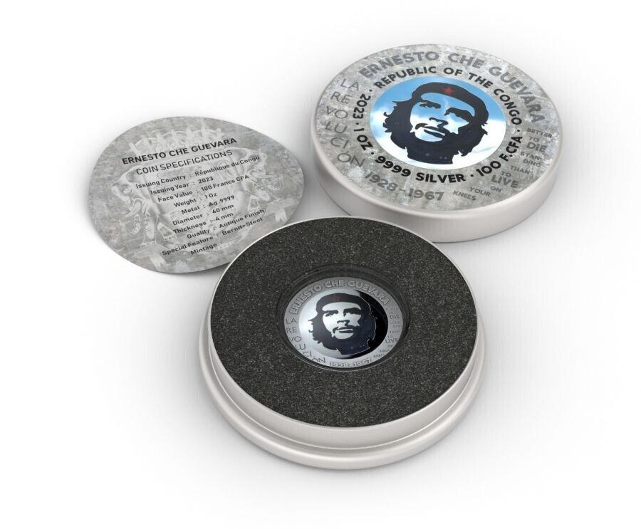 1 Oz Silver Coin 2023 Congo Ernesto Che Guevara Bernit / Steel Handmade V4-classypw.com-7