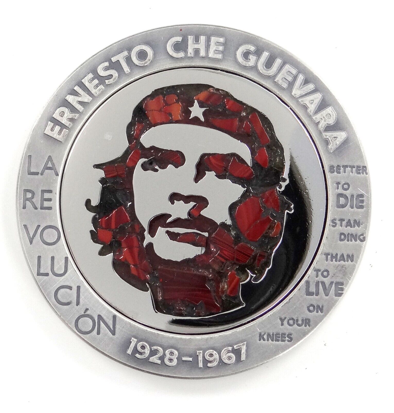 1 Oz Silver Coin 2023 Congo Ernesto Che Guevara Glass Mosaic / Steel Handmade V1-classypw.com-1