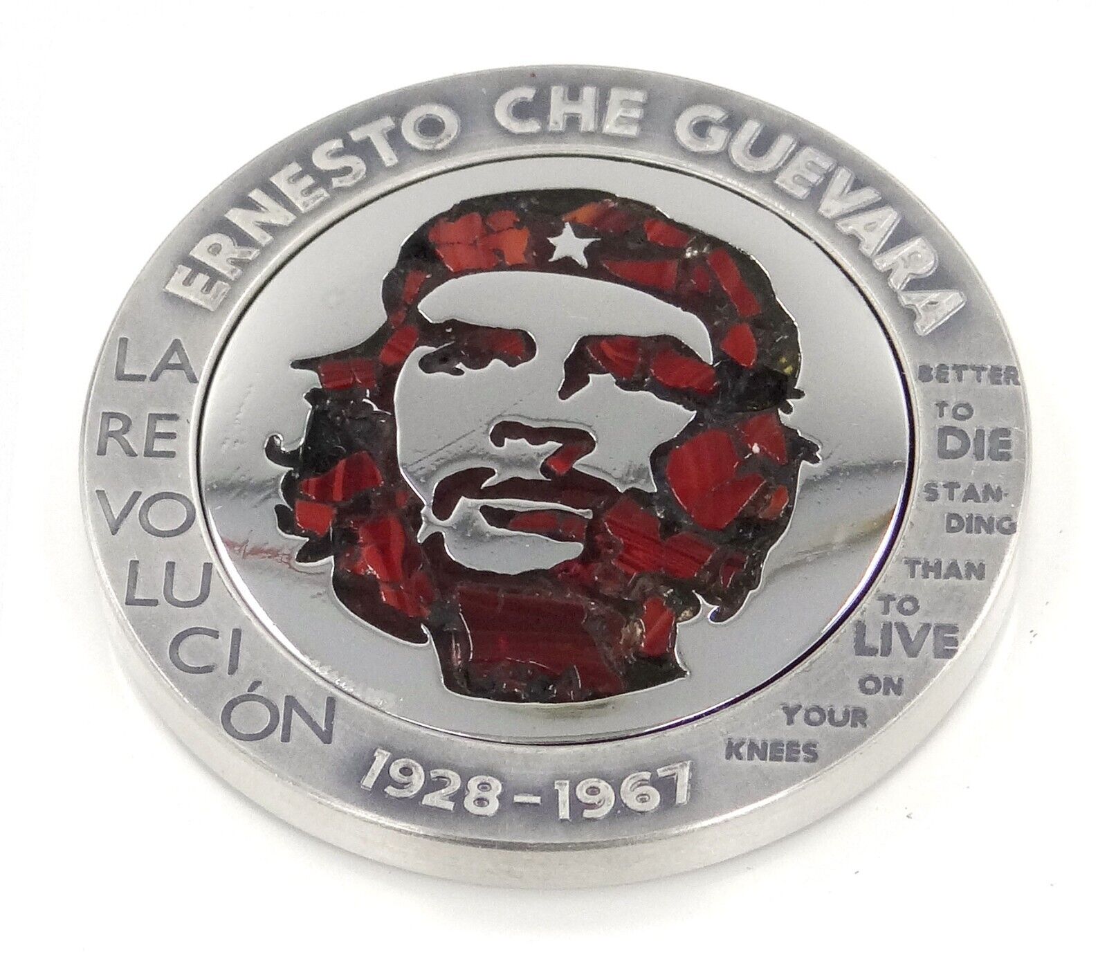 1 Oz Silver Coin 2023 Congo Ernesto Che Guevara Glass Mosaic / Steel Handmade V1-classypw.com-2