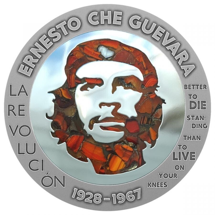 1 Oz Silver Coin 2023 Congo Ernesto Che Guevara Glass Mosaic / Steel Handmade V1-classypw.com-3