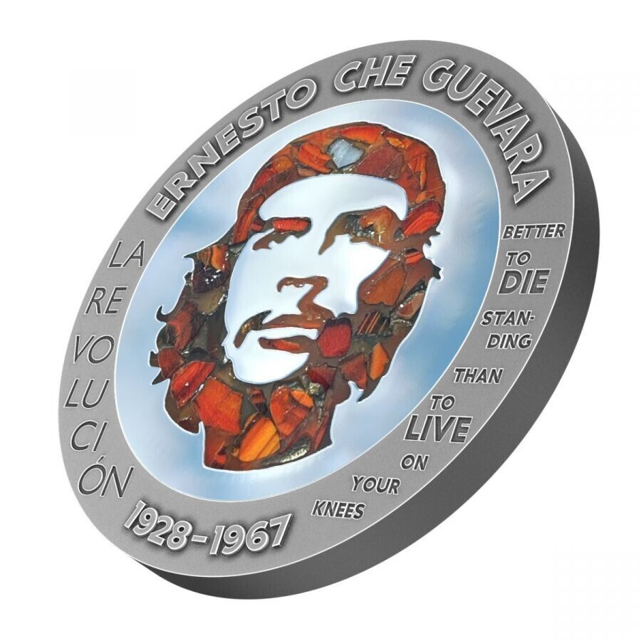 1 Oz Silver Coin 2023 Congo Ernesto Che Guevara Glass Mosaic / Steel Handmade V1-classypw.com-4