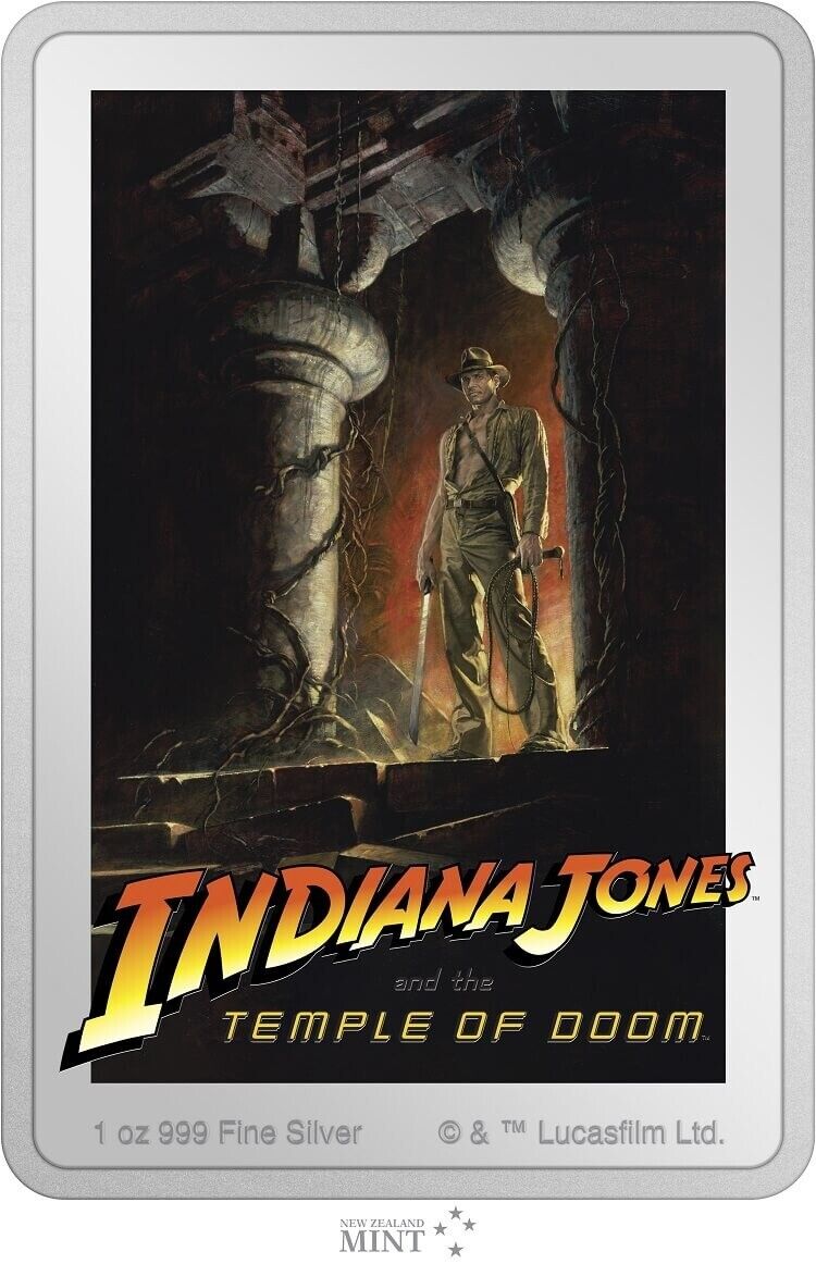 1 Oz Silver Coin 2023 Niue $2 Indiana Jones and the Temple of Doom Poster Coin