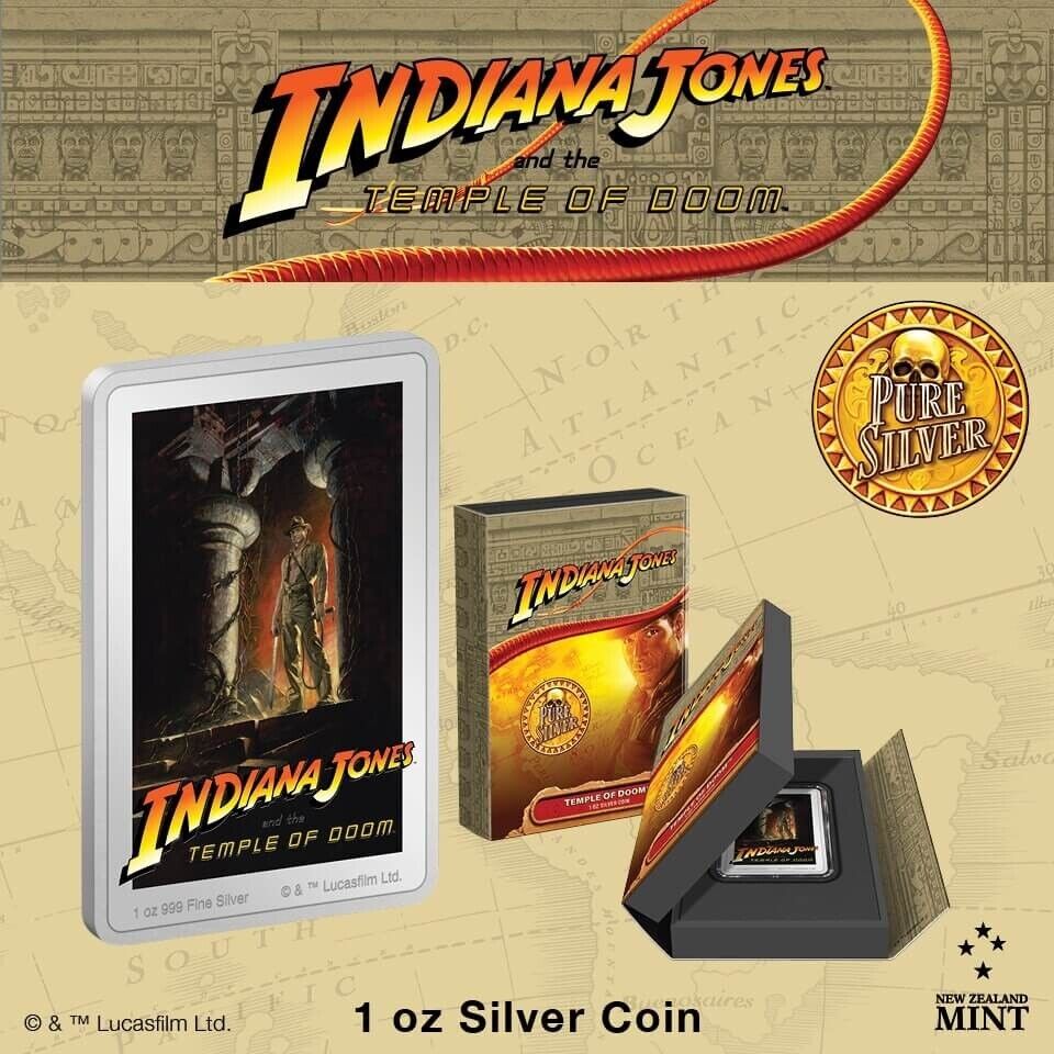 1 Oz Silver Coin 2023 Niue $2 Indiana Jones and the Temple of Doom Poster Coin