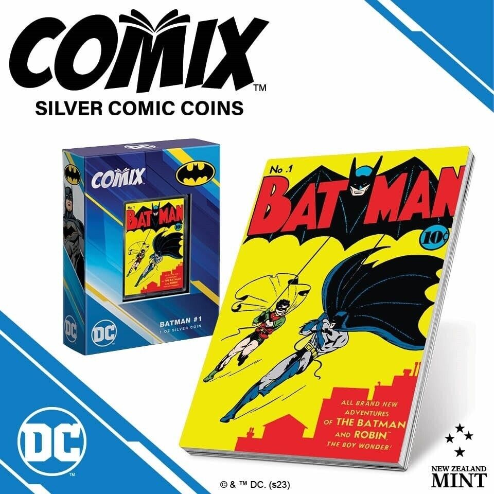 1 Oz Silver Coin 2023 Niue DC Comics Comix Batman #1 Colorized Proof Coin